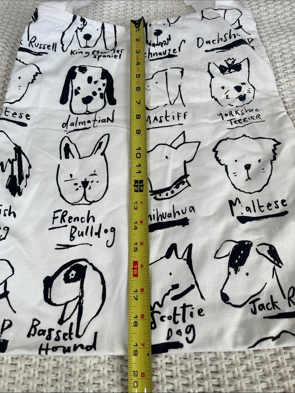 NWT World Market Canvas Dog Breed Tote Bag in White 4 pockets - Picture 6 of 11